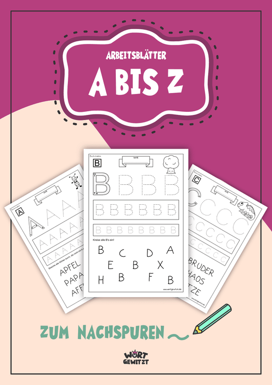 Arbeitsblätter Buchstaben lernen A - Z (Digitaler Download)