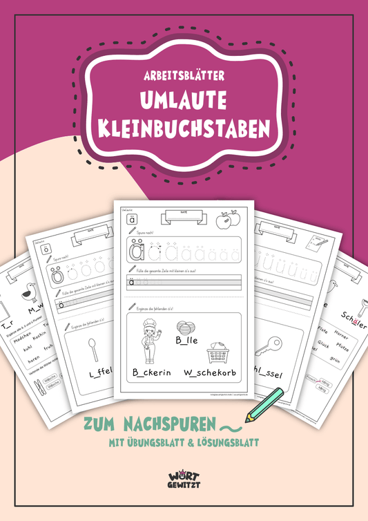 Arbeitsblätter Umlaute Kleinbuchstaben (Digitaler Download)