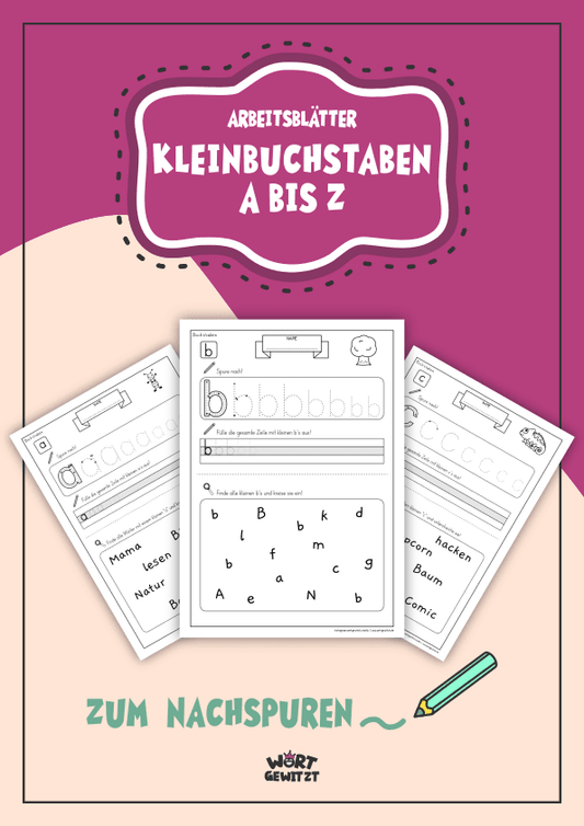 Arbeitsblätter Kleinbuchstaben lernen A - Z (Digitaler Download)
